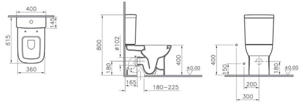 Унитаз-компакт VitrA S20 9800B003-7204 с микролифтом