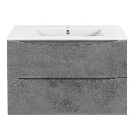 Тумба под раковину Vincea Mia Slim 800 подвесная, 2 выкатных ящика soft close, Beton