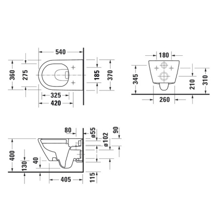 Duravit D-Code Унитаз подвесной 54х37см, безободковый, цвет: белый 29030900212
