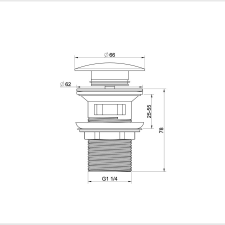 Донный клапан для раковины с переливом WONZON & WOGHAND, Черный матовый (WW-88SS01-MB)