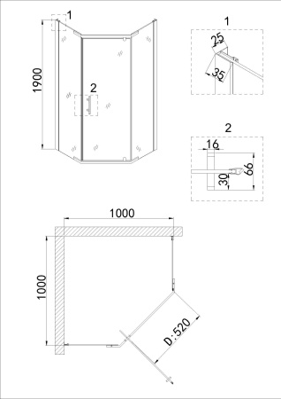 Душевое ограждение Niagara Nova NG-6834-08 BLACK 100x100x190 трапеция, дверь распашная