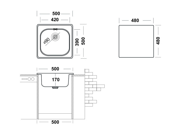 Кухонная мойка UKINOX Спектр SPM500.500 -GT6K -C, 50*50