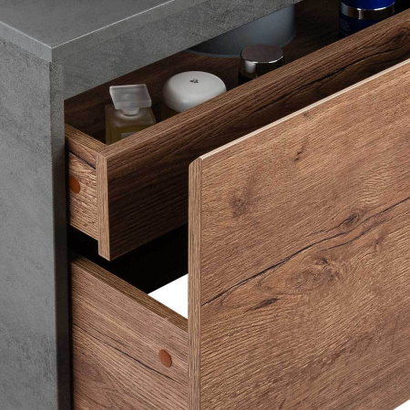 Тумба под раковину Vincea Mesa 800 подвесная, 1 выкатной/1 скрытый ящик soft close, T.Oak + Beton