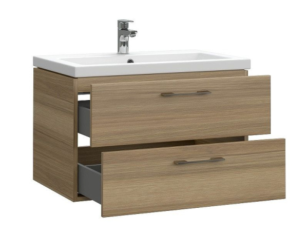 Тумба с умывальником подвесная Cersanit LARA 70 с COMO 70 орех, 64136 + S-UM-COM70/1-w