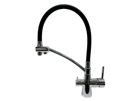 Смеситель для кухни Accoona А5179F-13 с выходом для питьевой воды, черный/хром