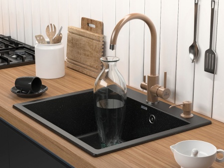 Мойка KANTE 60, IT-GRANIT, PM106052-BL, черный гранит, 600х520 мм, Paulmark