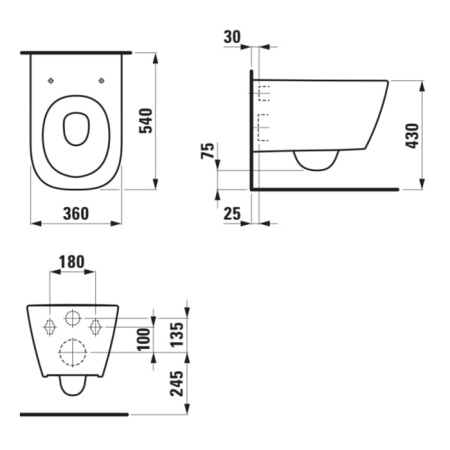 Laufen Meda Унитаз 54x36x35.5см., подвесной, безободковый, смыв Tornado, с сиденьем микролифт, цвет: белый глянцевый 8.6611.0.000.000.1