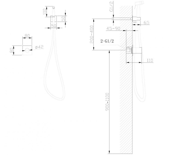 Смеситель ABBER Rund AF8725NG с гигиеническим душем, никель