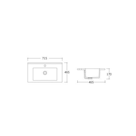 Тумба Vincea Mia 700 подвесная, 2 выкатных ящика soft close, Beton с умывальником VBS-13970 керамическая, цвет белый