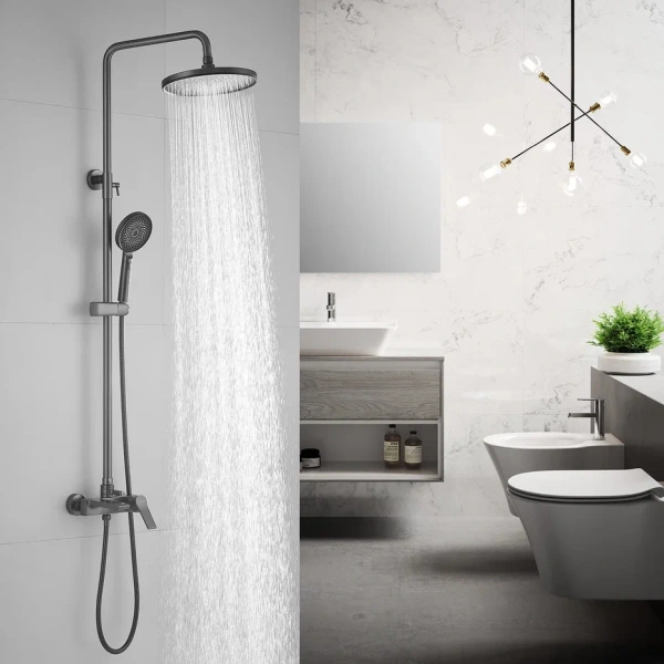 Душевая система Shevanik S8336T, оружейная сталь