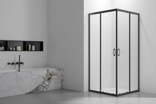 Душевой угол Veconi Rovigo RV-101B, 900x800x1900, черный, стекло прозрачное