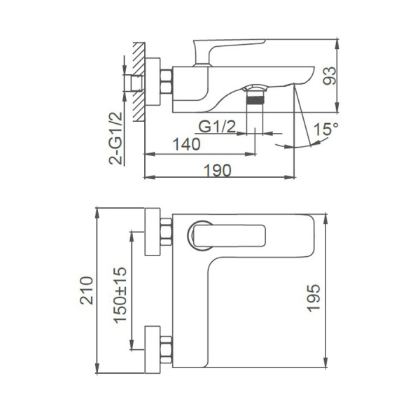Смеситель для ванны WONZON & WOGHAND Shark, Хром (WW-483101-CR)
