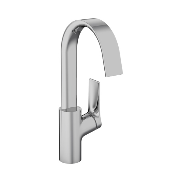 Hansgrohe Vivenis Смеситель для раковины однорычажный 210 с поворотным изливом со сливным гарнитуром белый матовый 75030700