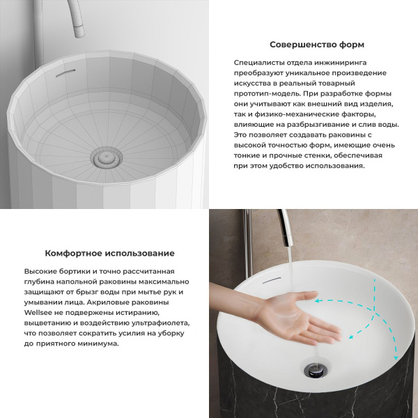 Напольная раковина для ванной Wellsee Chalice Perfection 230617000