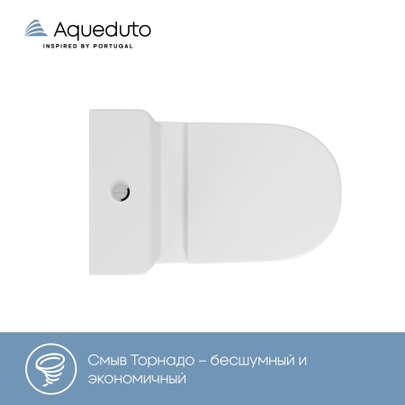 Aqueduto комплект: OVO Light Унитаз напольный 610*360 безободковый с бачком, Tornado, сиденье с микролифтом, белый глянцевый