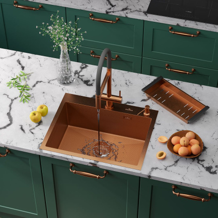 Кухонная мойка RoxenBath Snake 60 PVD Bronze (текстурное покрытие)
