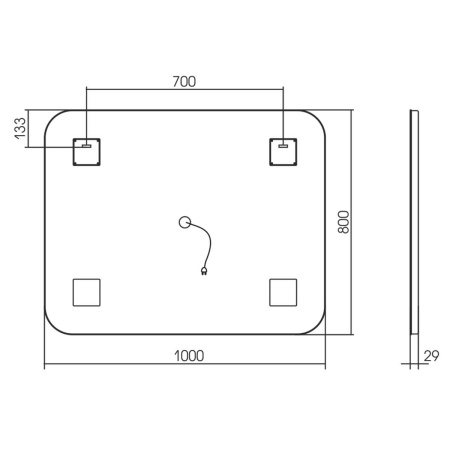 Зеркало Vincea LED VLM-2A100 1000x800 c сенсорным выключателем и диммером