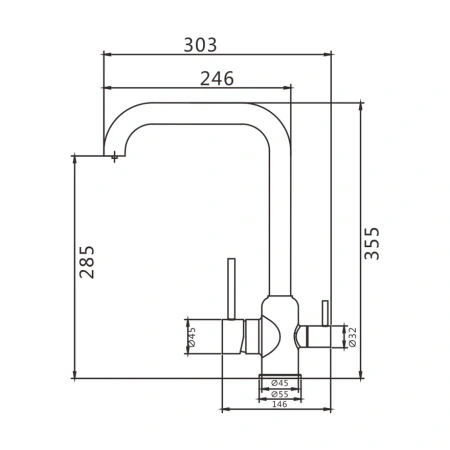 Смеситель для мойки Shevanik S268 со встроенным фильтром (краном) под питьевую воду