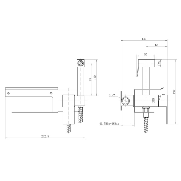 Гигиенический душ со смесителем и держателем туалетной бумаги FASHUN A57704, сатин