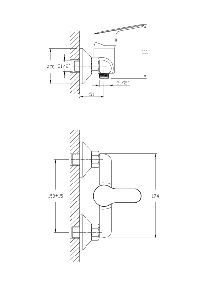 Смеситель для душа RUSH Crete CR3535-63