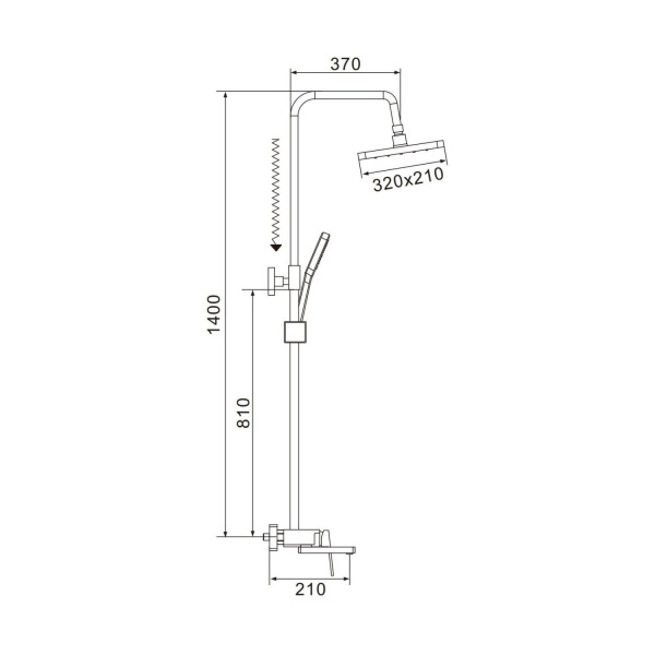 Душевая система Shevanik S6826H, черный