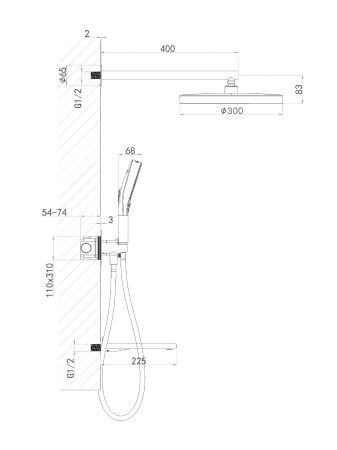 Душевая система ALTROBAGNO Рикко (Ricco) 040303 BG