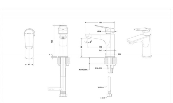 Смеситель для умывальника Bravat Rhein F1429564BW-9-ENG