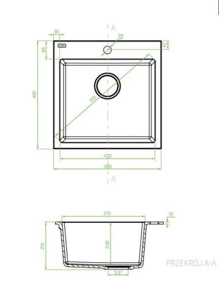 Мойка кухонная Laveo Alena SBA_510T квадратная серый