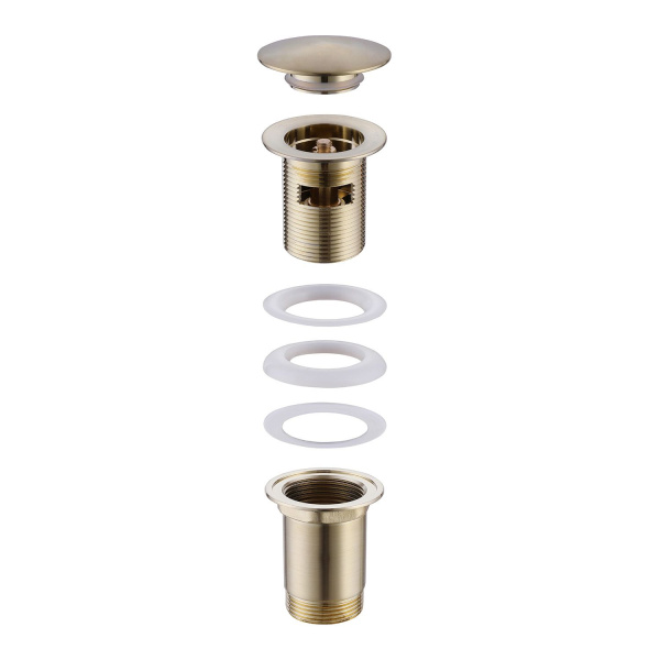 Донный клапан ABBER AF0010G с переливом, клик-клак, золото матовое