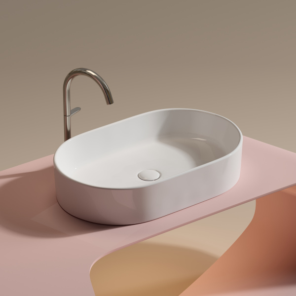 Умывальник Ceramicanova чаша накладная овальная (цвет Белый Матовый) Element 600x415x135мм