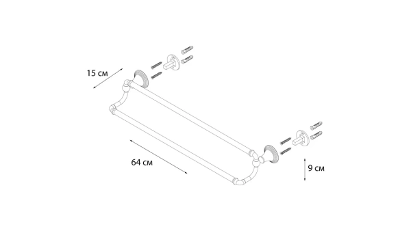 Полотенцедержатель трубчатый 2-ой Fixsen Luksor FX-71602B 60 см