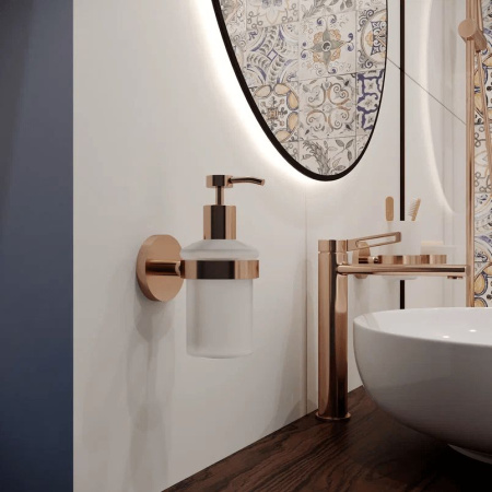 Акционный набор аксессуаров для туалета 2 в 1 Wellsee Finishing Touch 182514001: дозатор для жидкого мыла и крючок для полотенца (цвет розовое золото)