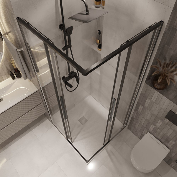 Душевое ограждение  Niagara Nova  NG-6824-34BLACK (100*100*195) квадрат, двери раздвижные