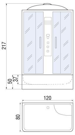 Душевая кабина River SENA 120/80/55 TH, 120x80x217
