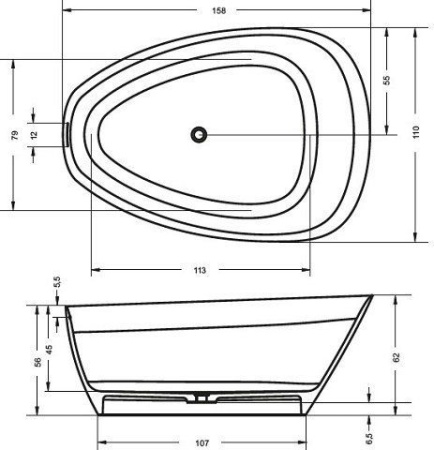 Ванна из искусственного мрамора Riho Toledo 158х110 BS5500500000000