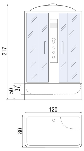 Душевая кабина River SENA 120/80/55 TH, 120x80x217