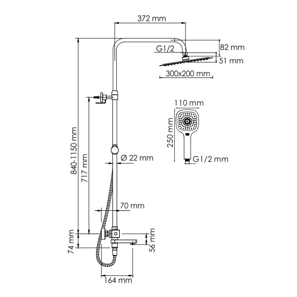 A199.069.065.010.CH Thermo Душевой комплект WasserKRAFT с термостатическим смесителем