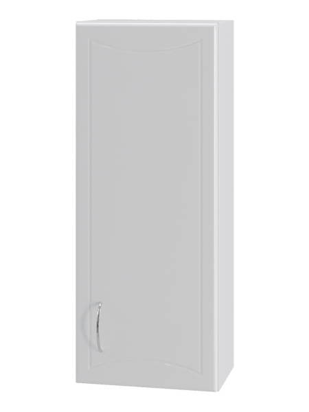 Orange St-30SR Шкаф навесной Стиль 30.
Корпус: МДФ, две полки, фасад с фрезой, петли с доводчиками. Пленка ПВХ, цвет - белый глянец.
Габариты (ШхВхГл): 30х75х20 см