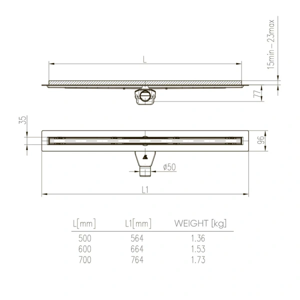Душевой лоток щелевой Veconi Slim Line 600