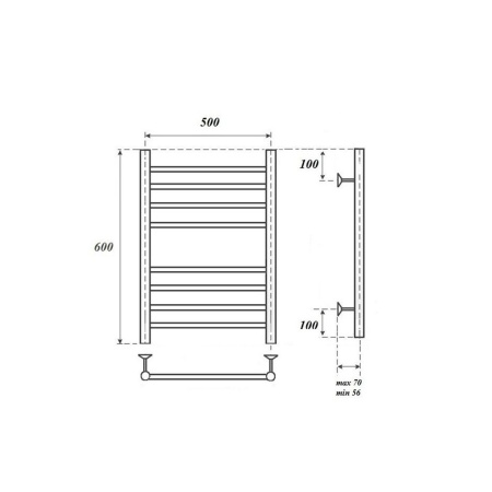 Полотенцесушитель электрический Point PN10156SE П8 500x600 левый/правый, хром
