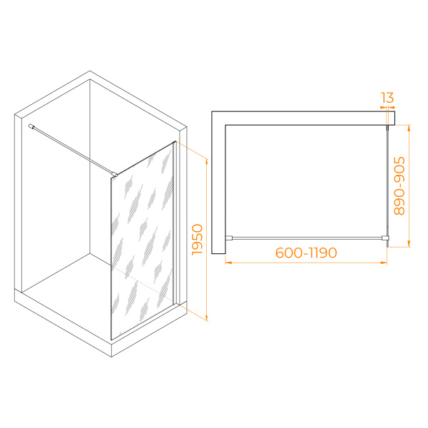 Душевая перегородка RGW WA-110B 900