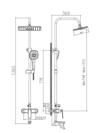Душевая система Haiba HB24548-7