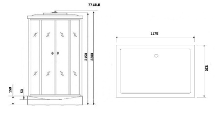 Душевая кабина Niagara Luxe NG-7713WL 82x120х215, низкий поддон, стенки белые