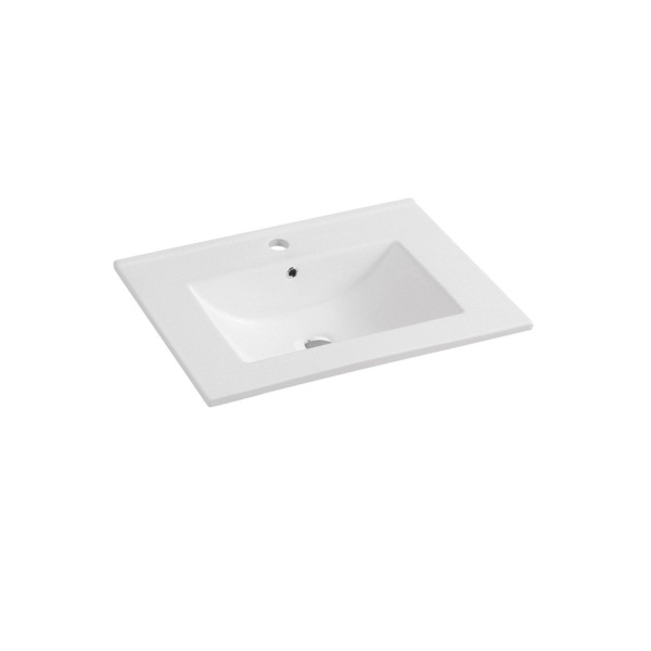 Тумба Vincea Gio 600 подвесная, 2 выкатных ящика soft-close, N.Oak с умывальником VBS-13960 керамическая, цвет белый