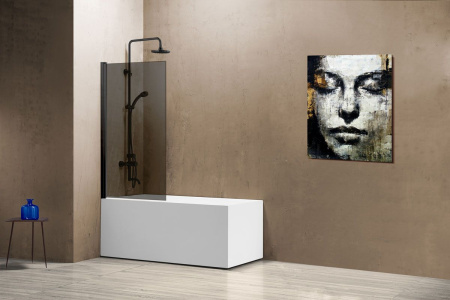 Душевая шторка на ванну Vincea VSB-11800CLB, 800*1400, черный, стекло тонированное