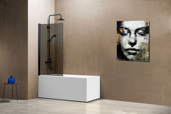 Душевая шторка на ванну Vincea VSB-11800CLB, 800*1400, черный, стекло тонированное