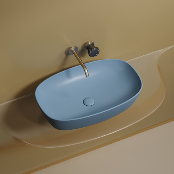 Умывальник Ceramicanova чаша накладная овальная (цвет Серо-Голубой Матовый) Element 600x380x138мм