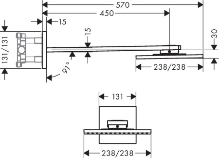 Верхний душ AXOR ShowerSolutions 250/250 2jet. с держателем. хром 35310000