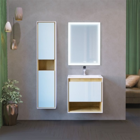Тумба под раковину Jorno Glass 80 Gla.01.77/P/W белый глянец