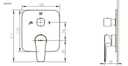 Смеситель для ванны и душа Bravat Source PB8173218CP-3-ENG
